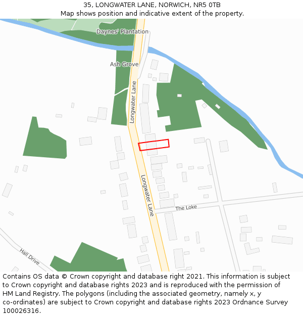 35, LONGWATER LANE, NORWICH, NR5 0TB: Location map and indicative extent of plot