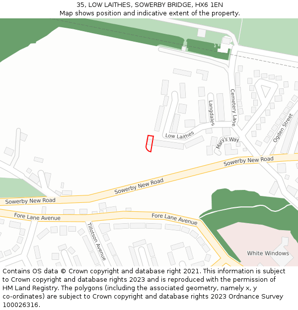 35, LOW LAITHES, SOWERBY BRIDGE, HX6 1EN: Location map and indicative extent of plot