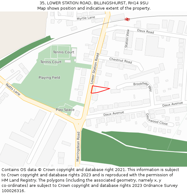 35, LOWER STATION ROAD, BILLINGSHURST, RH14 9SU: Location map and indicative extent of plot