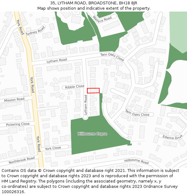35, LYTHAM ROAD, BROADSTONE, BH18 8JR: Location map and indicative extent of plot