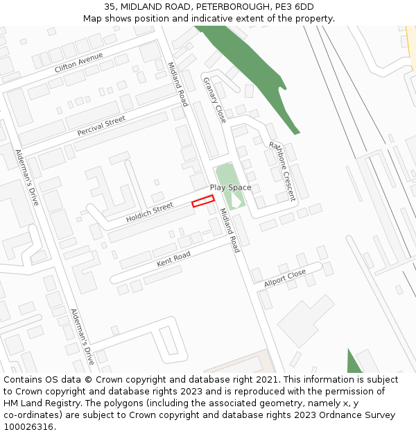 35, MIDLAND ROAD, PETERBOROUGH, PE3 6DD: Location map and indicative extent of plot