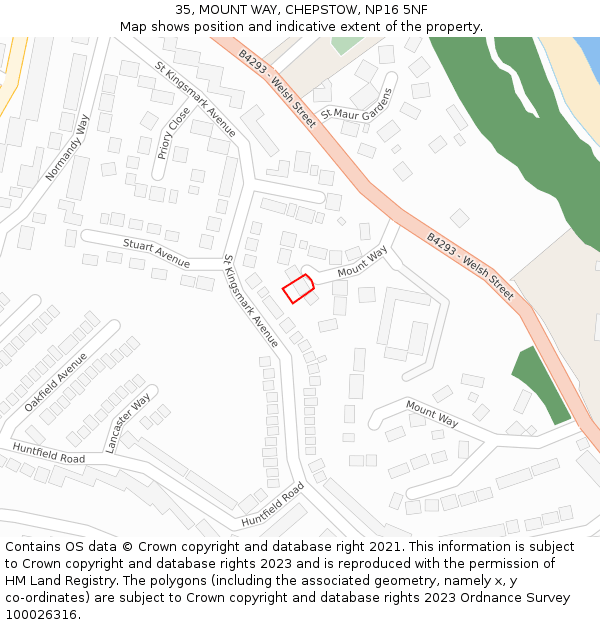 35, MOUNT WAY, CHEPSTOW, NP16 5NF: Location map and indicative extent of plot