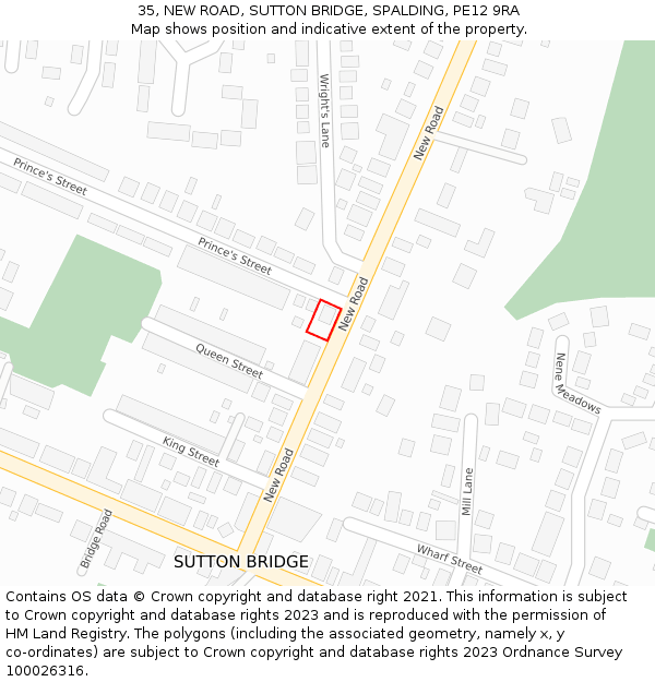 35, NEW ROAD, SUTTON BRIDGE, SPALDING, PE12 9RA: Location map and indicative extent of plot