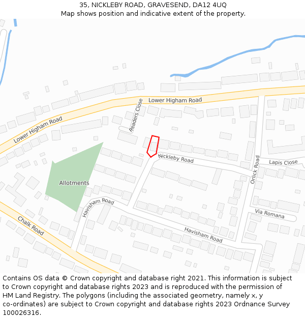 35, NICKLEBY ROAD, GRAVESEND, DA12 4UQ: Location map and indicative extent of plot