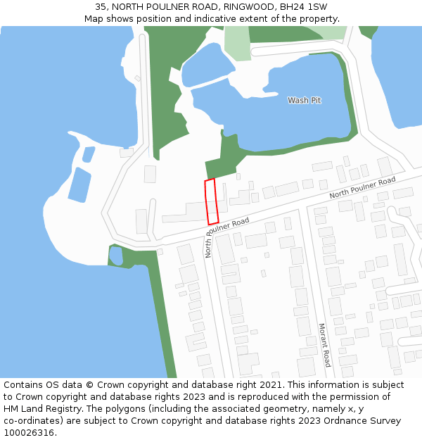 35, NORTH POULNER ROAD, RINGWOOD, BH24 1SW: Location map and indicative extent of plot