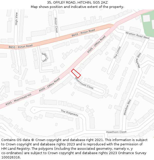 35, OFFLEY ROAD, HITCHIN, SG5 2AZ: Location map and indicative extent of plot