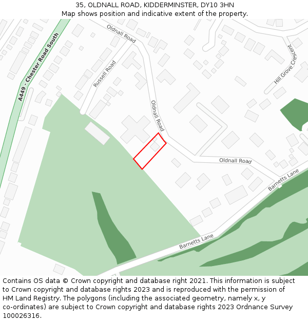 35, OLDNALL ROAD, KIDDERMINSTER, DY10 3HN: Location map and indicative extent of plot