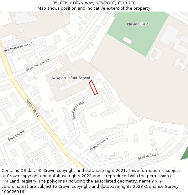35, PEN Y BRYN WAY, NEWPORT, TF10 7ER: Location map and indicative extent of plot
