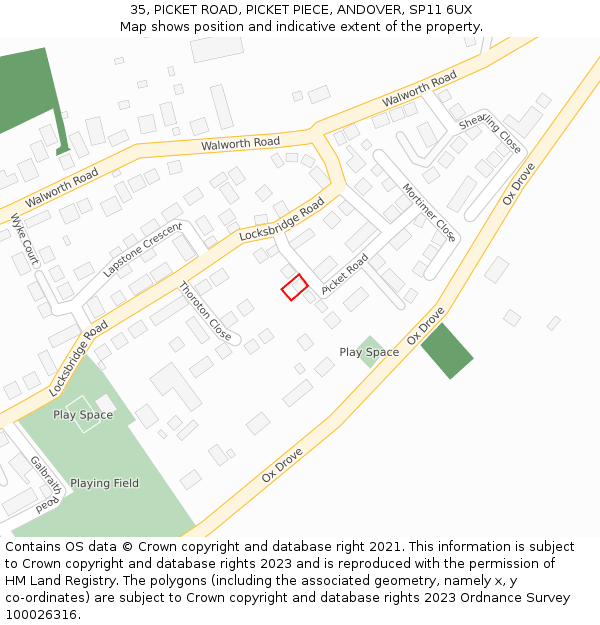 35, PICKET ROAD, PICKET PIECE, ANDOVER, SP11 6UX: Location map and indicative extent of plot