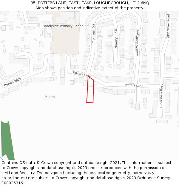 35, POTTERS LANE, EAST LEAKE, LOUGHBOROUGH, LE12 6NQ: Location map and indicative extent of plot