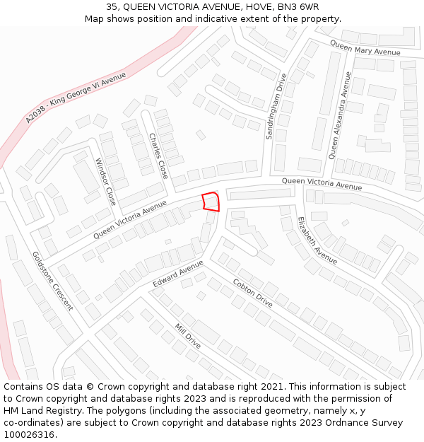 35, QUEEN VICTORIA AVENUE, HOVE, BN3 6WR: Location map and indicative extent of plot