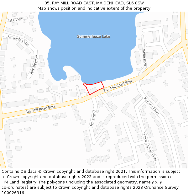 35, RAY MILL ROAD EAST, MAIDENHEAD, SL6 8SW: Location map and indicative extent of plot