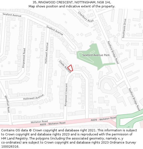 35, RINGWOOD CRESCENT, NOTTINGHAM, NG8 1HL: Location map and indicative extent of plot