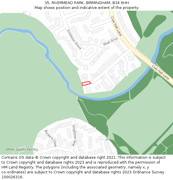 35, RIVERMEAD PARK, BIRMINGHAM, B34 6HH: Location map and indicative extent of plot
