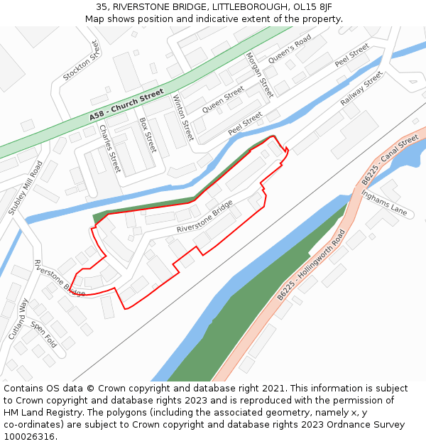 35, RIVERSTONE BRIDGE, LITTLEBOROUGH, OL15 8JF: Location map and indicative extent of plot