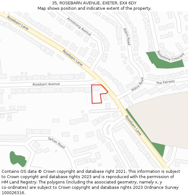 35, ROSEBARN AVENUE, EXETER, EX4 6DY: Location map and indicative extent of plot