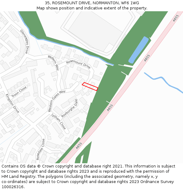 35, ROSEMOUNT DRIVE, NORMANTON, WF6 1WG: Location map and indicative extent of plot