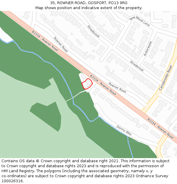 35, ROWNER ROAD, GOSPORT, PO13 9RG: Location map and indicative extent of plot