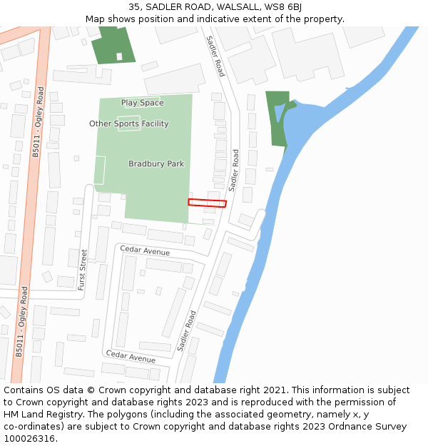 35, SADLER ROAD, WALSALL, WS8 6BJ: Location map and indicative extent of plot