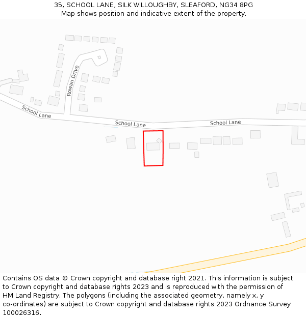 35, SCHOOL LANE, SILK WILLOUGHBY, SLEAFORD, NG34 8PG: Location map and indicative extent of plot