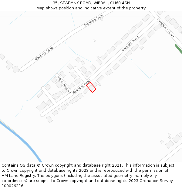 35, SEABANK ROAD, WIRRAL, CH60 4SN: Location map and indicative extent of plot