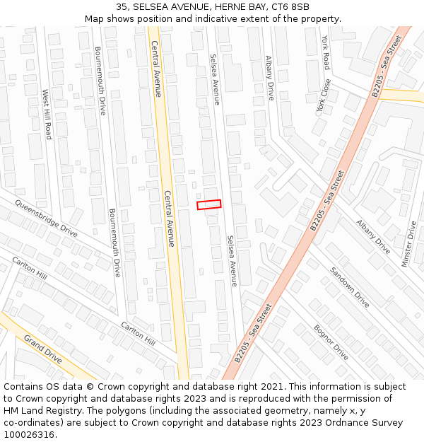 35, SELSEA AVENUE, HERNE BAY, CT6 8SB: Location map and indicative extent of plot