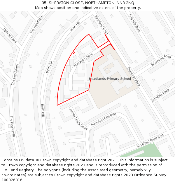35, SHERATON CLOSE, NORTHAMPTON, NN3 2NQ: Location map and indicative extent of plot