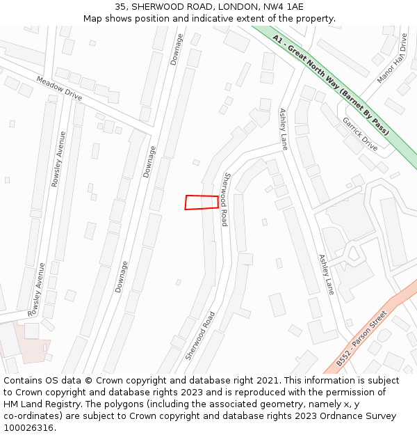 35, SHERWOOD ROAD, LONDON, NW4 1AE: Location map and indicative extent of plot