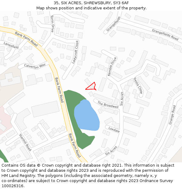 35, SIX ACRES, SHREWSBURY, SY3 6AF: Location map and indicative extent of plot