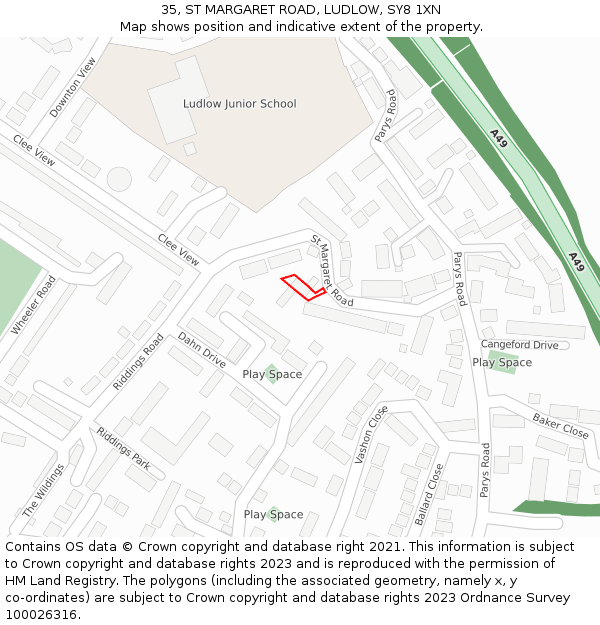 35, ST MARGARET ROAD, LUDLOW, SY8 1XN: Location map and indicative extent of plot