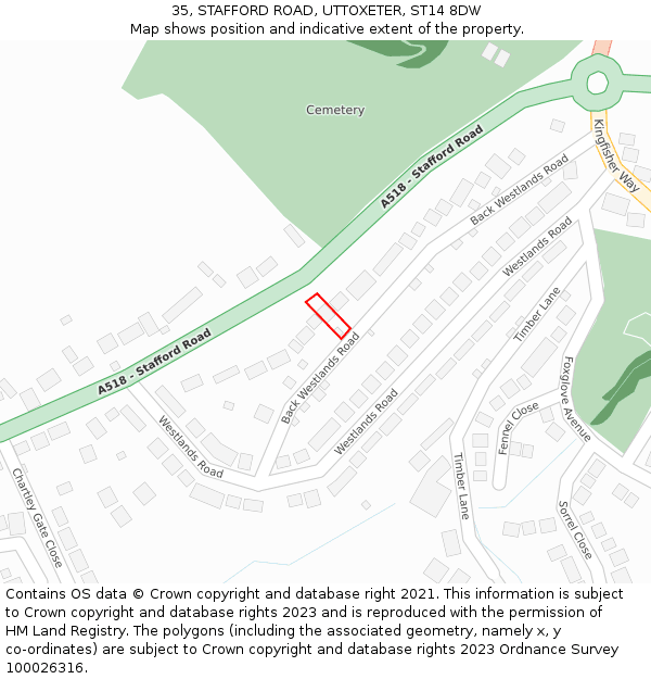 35, STAFFORD ROAD, UTTOXETER, ST14 8DW: Location map and indicative extent of plot