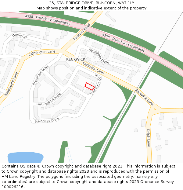 35, STALBRIDGE DRIVE, RUNCORN, WA7 1LY: Location map and indicative extent of plot