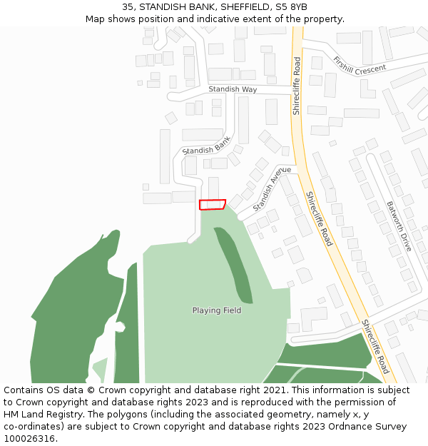 35, STANDISH BANK, SHEFFIELD, S5 8YB: Location map and indicative extent of plot