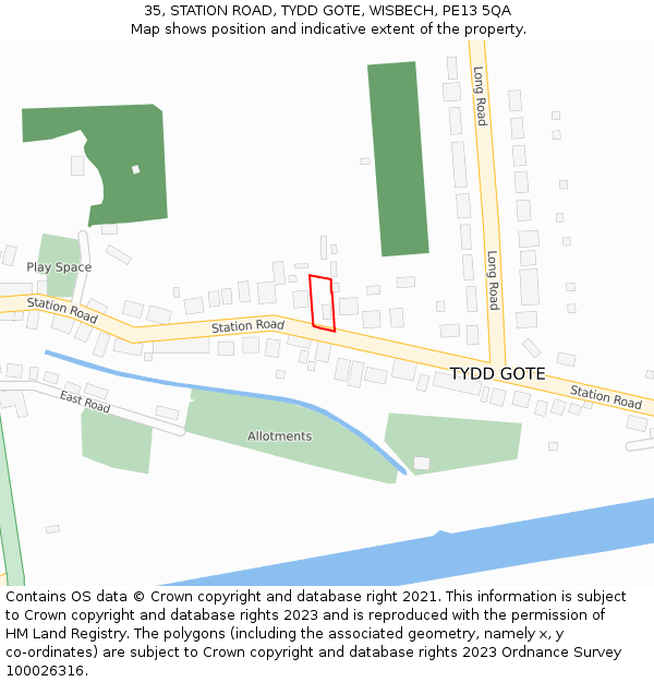 35, STATION ROAD, TYDD GOTE, WISBECH, PE13 5QA: Location map and indicative extent of plot