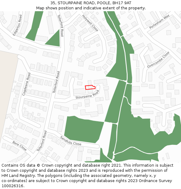 35, STOURPAINE ROAD, POOLE, BH17 9AT: Location map and indicative extent of plot