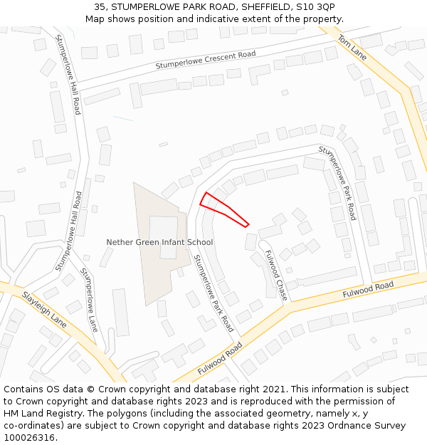 35, STUMPERLOWE PARK ROAD, SHEFFIELD, S10 3QP: Location map and indicative extent of plot