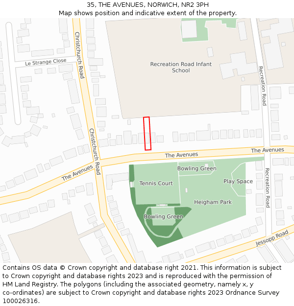 35, THE AVENUES, NORWICH, NR2 3PH: Location map and indicative extent of plot