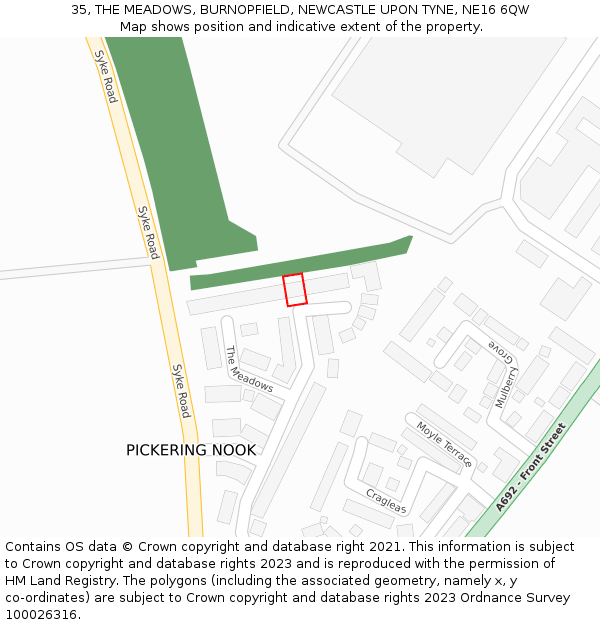 35, THE MEADOWS, BURNOPFIELD, NEWCASTLE UPON TYNE, NE16 6QW: Location map and indicative extent of plot