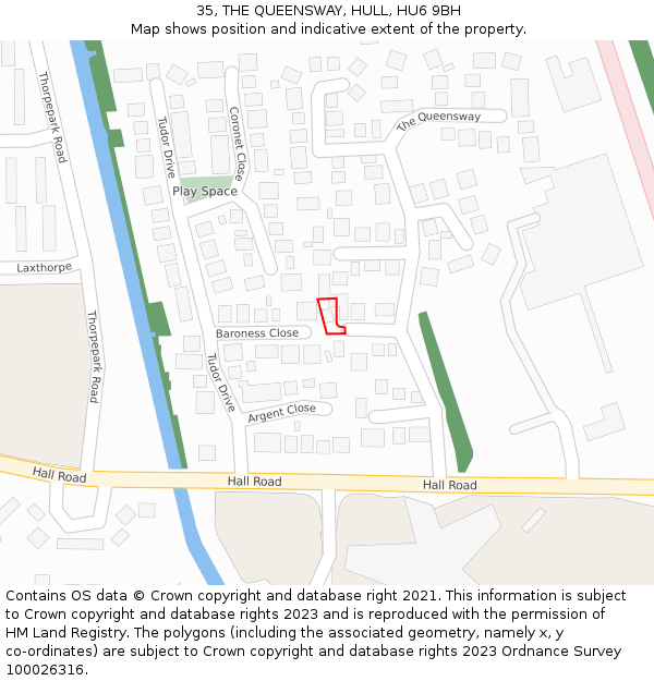 35, THE QUEENSWAY, HULL, HU6 9BH: Location map and indicative extent of plot