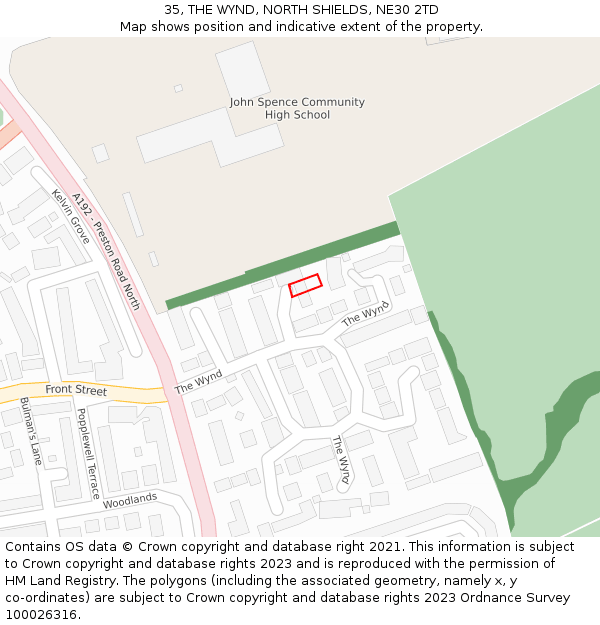 35, THE WYND, NORTH SHIELDS, NE30 2TD: Location map and indicative extent of plot