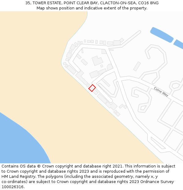 35, TOWER ESTATE, POINT CLEAR BAY, CLACTON-ON-SEA, CO16 8NG: Location map and indicative extent of plot