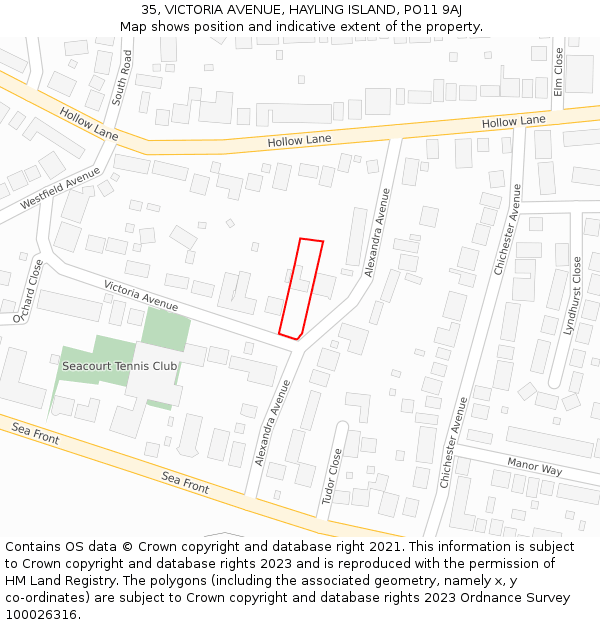 35, VICTORIA AVENUE, HAYLING ISLAND, PO11 9AJ: Location map and indicative extent of plot