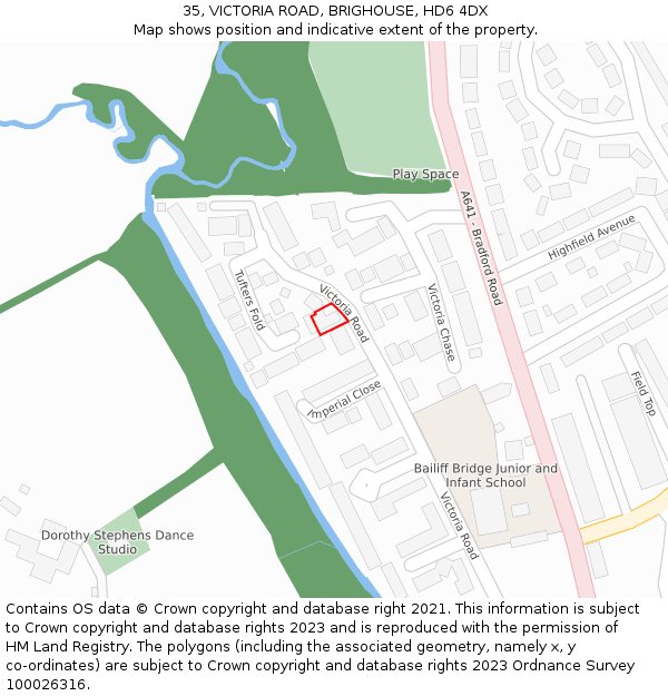 35, VICTORIA ROAD, BRIGHOUSE, HD6 4DX: Location map and indicative extent of plot