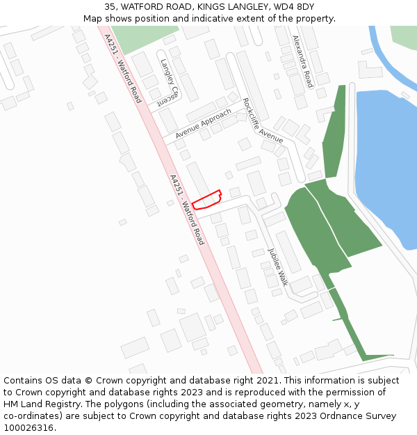 35, WATFORD ROAD, KINGS LANGLEY, WD4 8DY: Location map and indicative extent of plot