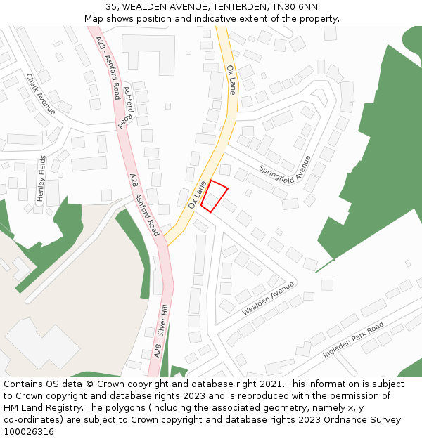 35, WEALDEN AVENUE, TENTERDEN, TN30 6NN: Location map and indicative extent of plot