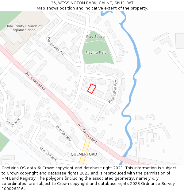 35, WESSINGTON PARK, CALNE, SN11 0AT: Location map and indicative extent of plot