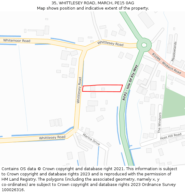 35, WHITTLESEY ROAD, MARCH, PE15 0AG: Location map and indicative extent of plot