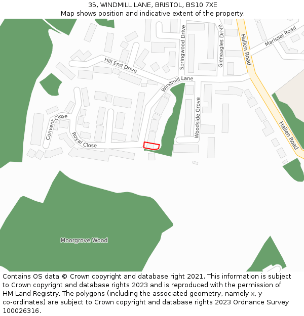 35, WINDMILL LANE, BRISTOL, BS10 7XE: Location map and indicative extent of plot