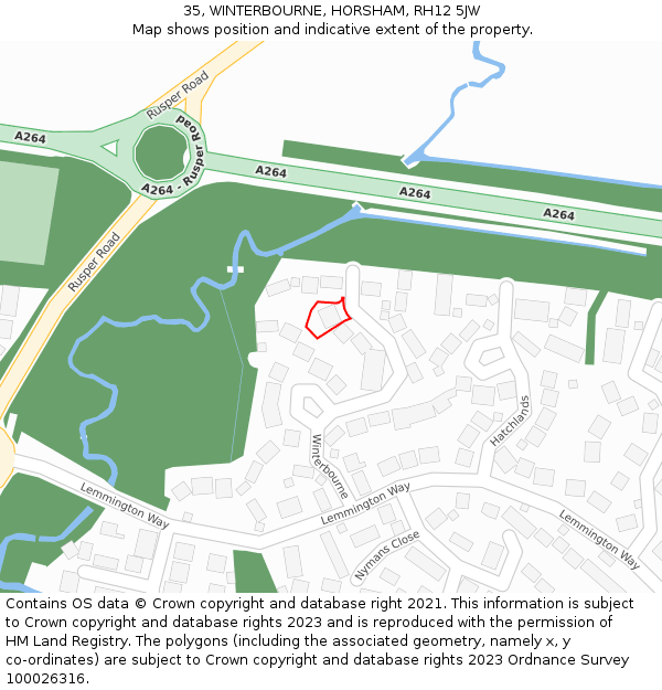 35, WINTERBOURNE, HORSHAM, RH12 5JW: Location map and indicative extent of plot