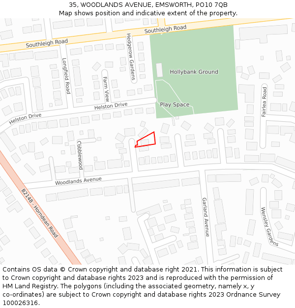 35, WOODLANDS AVENUE, EMSWORTH, PO10 7QB: Location map and indicative extent of plot